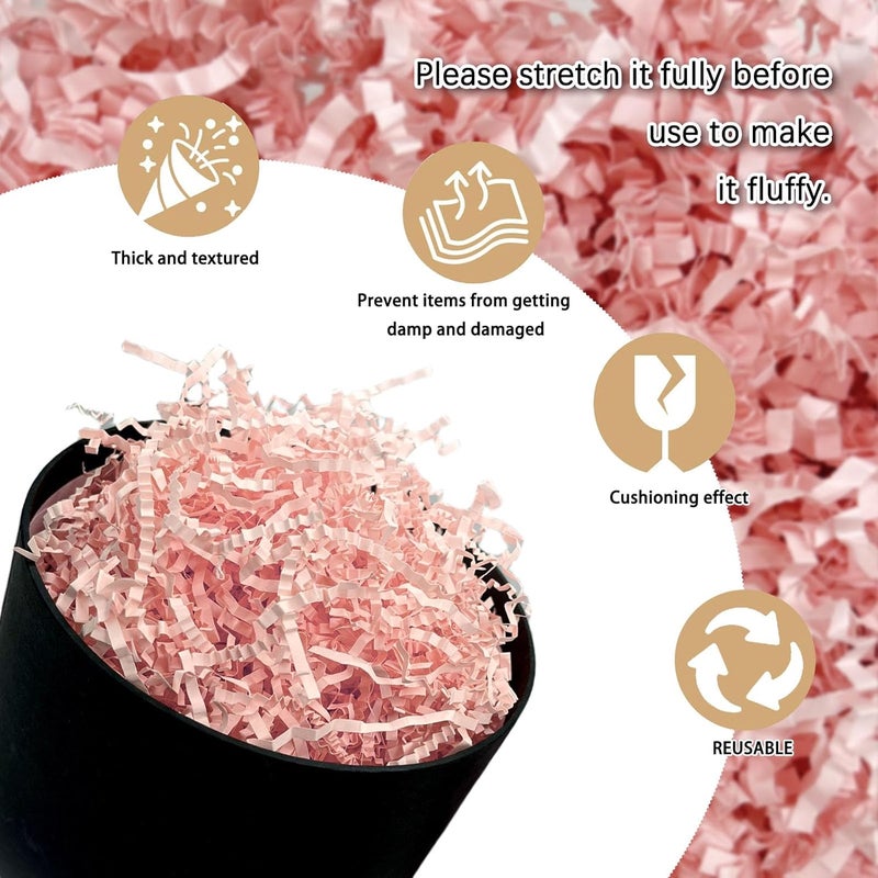 Zankubom 1 LB Light Pink Crinkle Cut Paper Shred Filler Great for Gift Wrapping, Light Pink Basket Fillers, Birthday, Gift Wrapping, Anniversary, Halloween Valentine's Day Christmas Party Decor Filling Supplies - Image 2